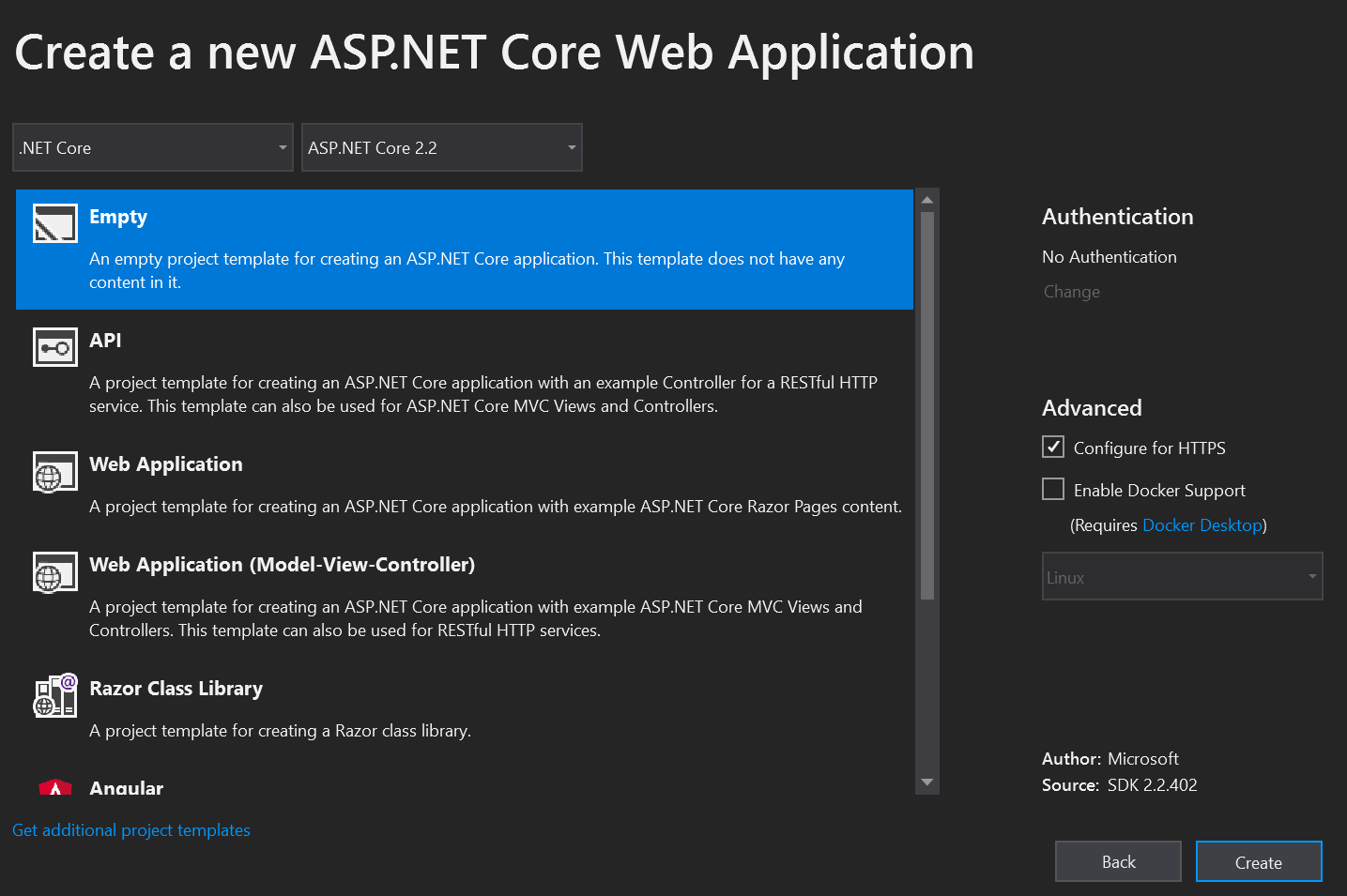 Visual Studio Web Application Screenshot